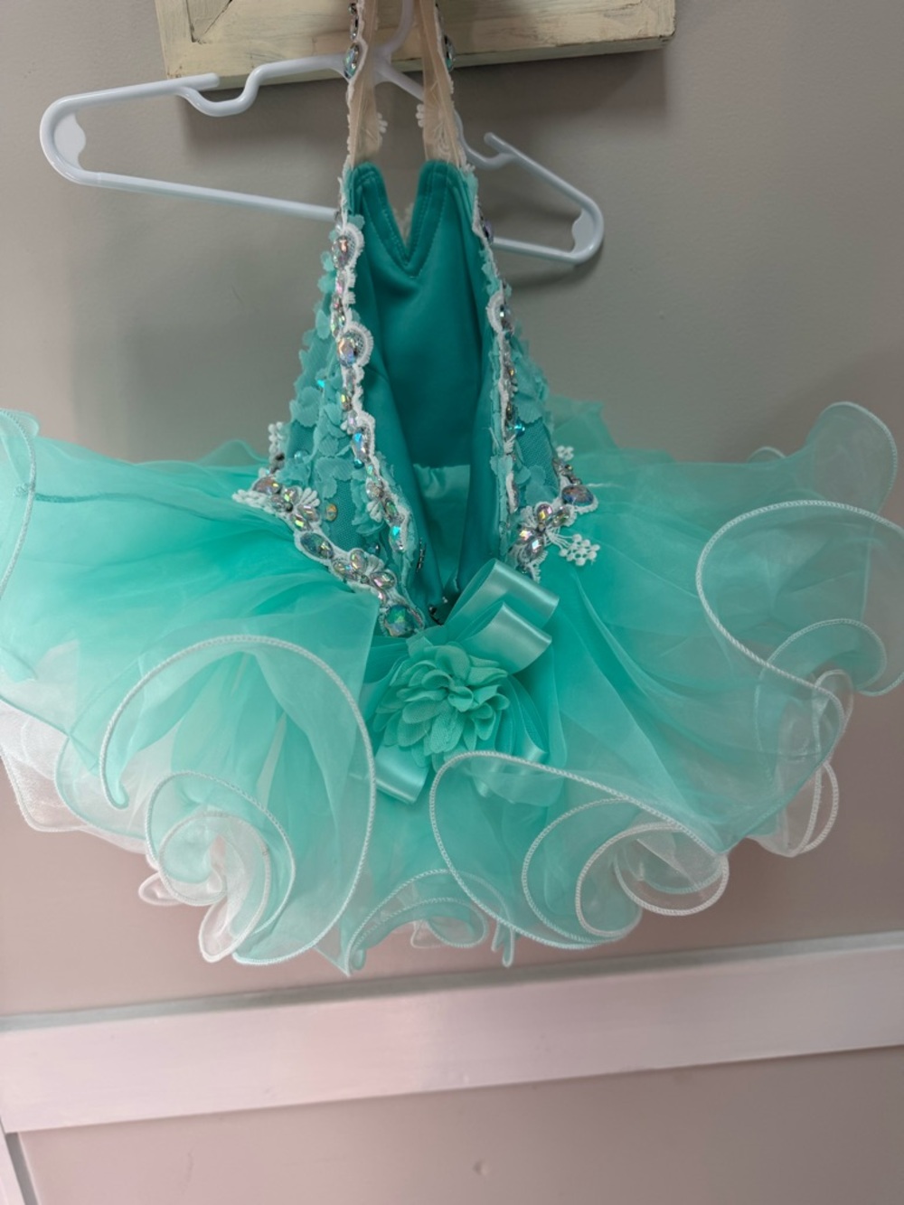 Girls Teal Floral Halter Tutu Dance Dress